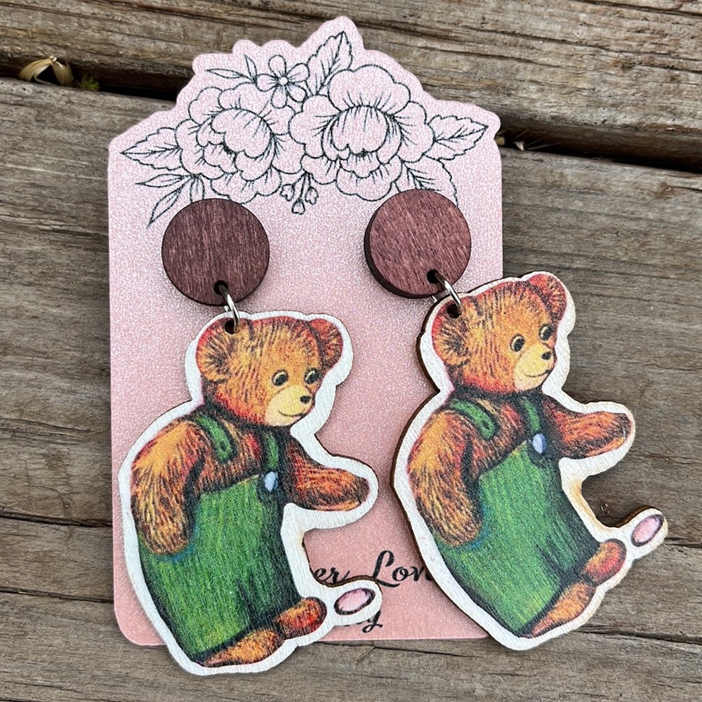 Don Freeman “ Corduroy” Book Character Earrings/ Teacher Earrings - Picture 6 of 9